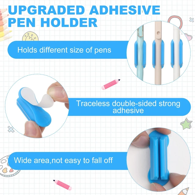 Alt view image 4 of 7 - 48 Pack Adhesive Silicone Pencil Holders Bulk for Desk,Wave,Blue Flexible Pen Holder, Marker Organizer Clipboard, Classroom School Office Supplies, Teacher Stationery Accessories