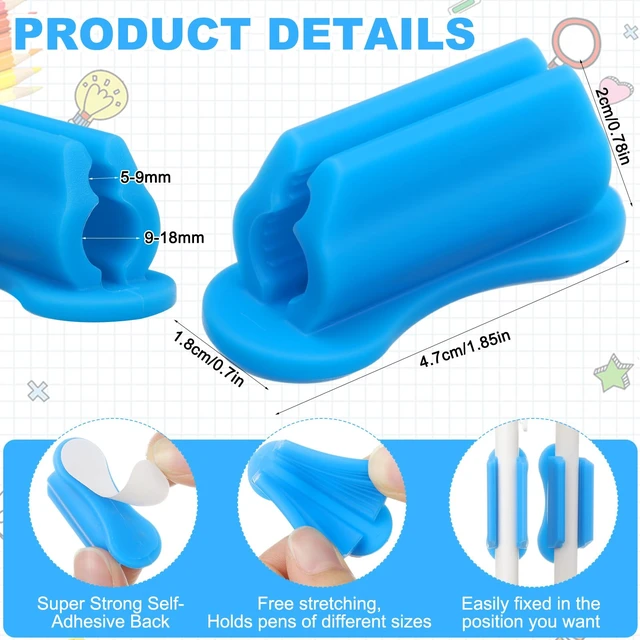 Alt view image 2 of 7 - 48 Pack Adhesive Silicone Pencil Holders Bulk for Desk,Wave,Blue Flexible Pen Holder, Marker Organizer Clipboard, Classroom School Office Supplies, Teacher Stationery Accessories