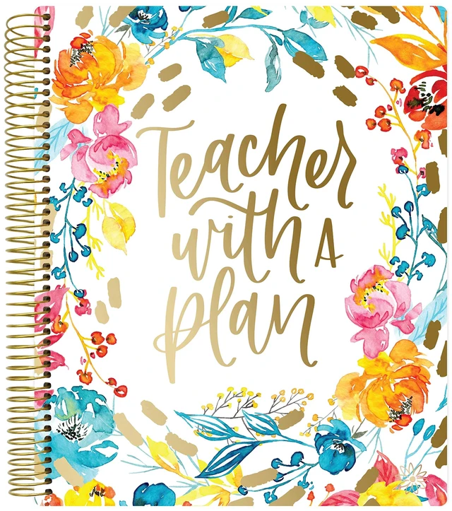 Main image of New Undated Academic Year Teacher Planner & Calendar with Frosted Protective Cover - 7 Period Lesson Plan Organizer Book (9" x 11") - Teacher with a Plan