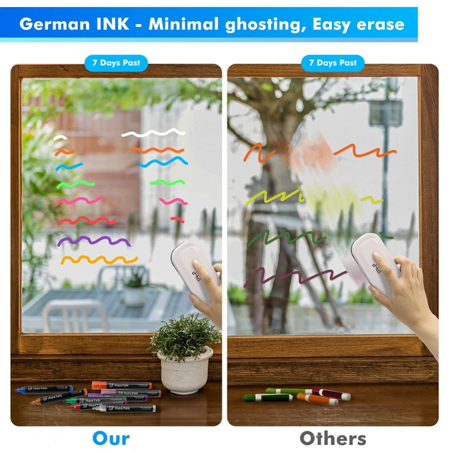 Alt view image 2 of 7 - Neon Dry Erase Markers, Assorted Colors, 9 Count For Glass & Window, Bullet Tip, Low Odor, Multi-Surface Compatible