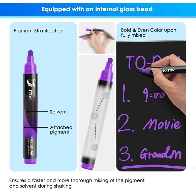 Alt view image 5 of 7 - Neon Dry Erase Markers, Assorted Colors, 9 Count For Glass & Window, Bullet Tip, Low Odor, Multi-Surface Compatible