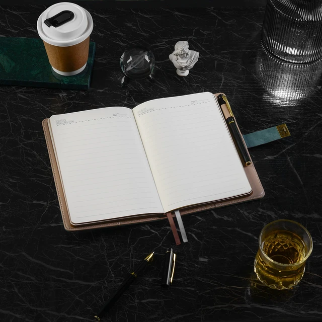 Alt view image 4 of 7 - Journal with Lock, A5 Refillable Lock Diary, Brown Edges 5.9" × 8.5", 224 Lined Pages, 100 GSM Paper, Vintage Brown-Edged Pages, PU Leather Embossed Cover, with Pen