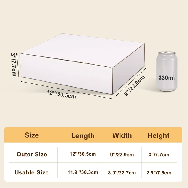 Alt view image 2 of 6 - 12x9x3 White Shipping Boxes, 25 Pack Corrugated Mailer Boxes for Small Business Packaging, Quick Fold Cardboard Mailer with Round Seal Stickers