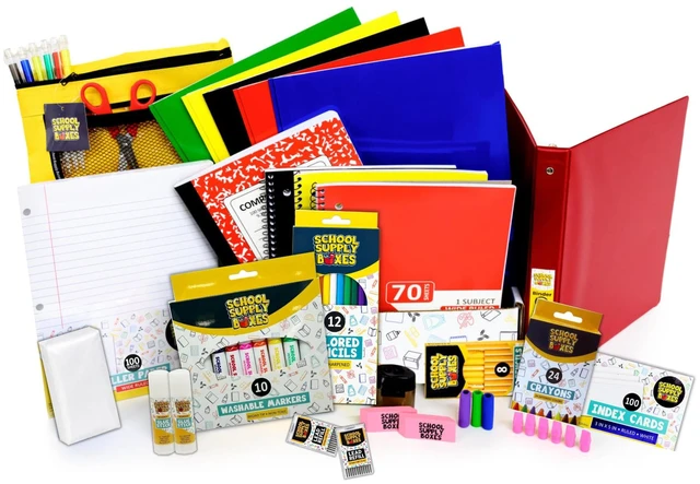 Main image of Elementary Essentials Bundle 1 Box - 91 Pieces per Box - Back to Essentials Includes Binders, Folers, Notebooks, Filler Paper, Pencils, Notecards, Pens, & More