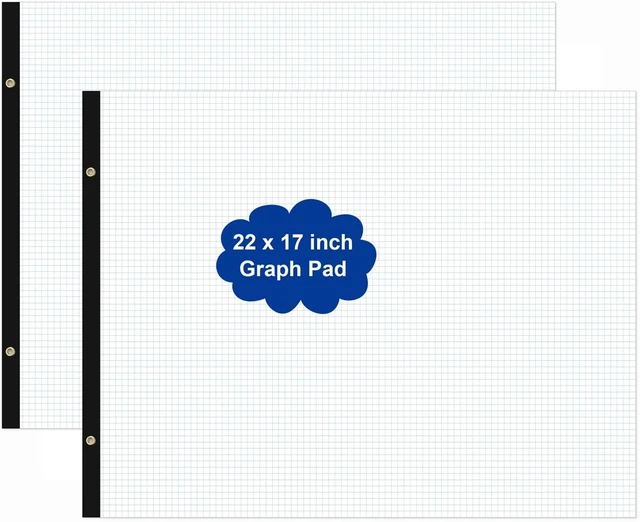 Main image of (2-Pack) Large Engineering Graph Notepad - 22" x 17" Grid Paper, 100 Sheets/200 Pages, 4"x4" Grid Pad, Giant Drafting Pad Sketching Grid Paper for Engineer Architect Designer