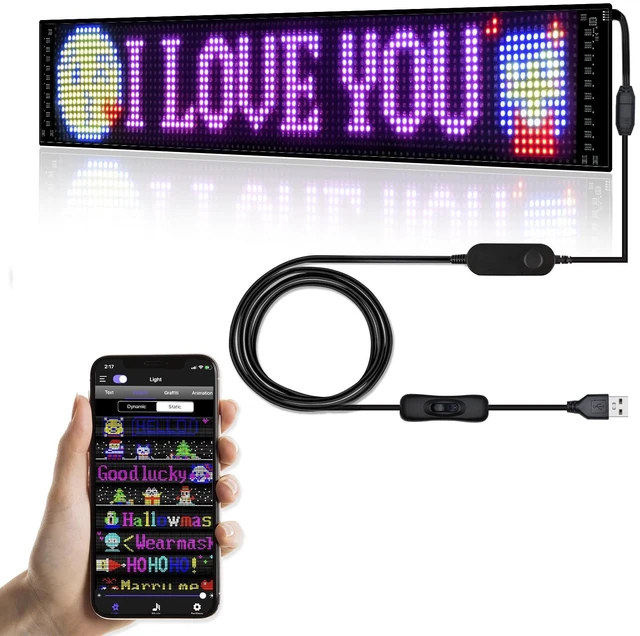 Main image of Programmable LED Sign for Business,Flexible Digital Sign,Scrolling LED Sign,Bluetooth APP,DIY Design Animations,Text, Graffiti,Colour (23''x5'')