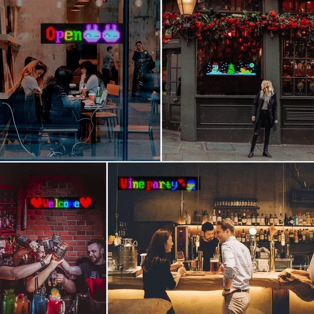 Alt view image 3 of 6 - Programmable LED Sign for Business,Flexible Digital Sign,Scrolling LED Sign,Bluetooth APP,DIY Design Animations,Text, Graffiti,Colour (23''x5'')
