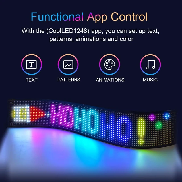 Alt view image 5 of 6 - Programmable LED Sign for Business,Flexible Digital Sign,Scrolling LED Sign,Bluetooth APP,DIY Design Animations,Text, Graffiti,Colour (23''x5'')