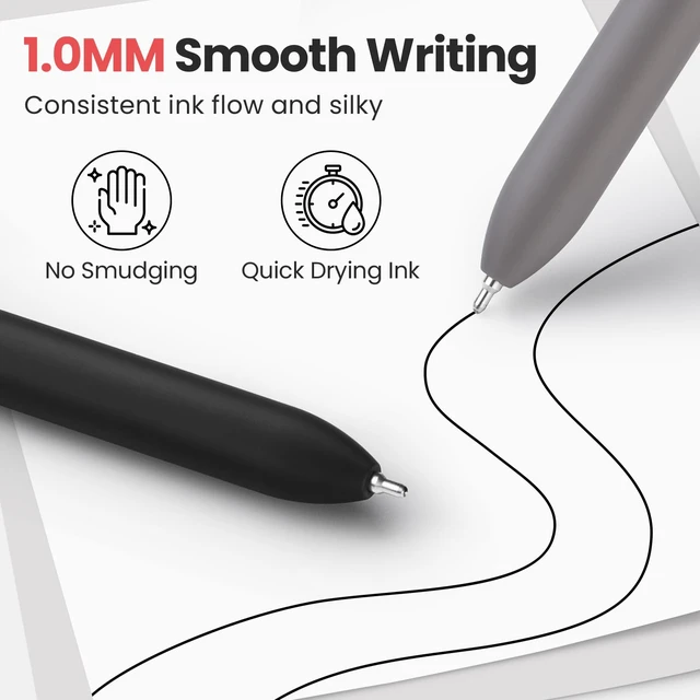 Alt view image 2 of 7 - 60 Pack Pack Ballpoint Pen, Retractable Black Pen for Smooth Writing Quick Dry Ball Point Pens Black, Medium Point 1.0mm Fidge Pens for Journaling, Office Supplies for Nurse Server, Note Taking