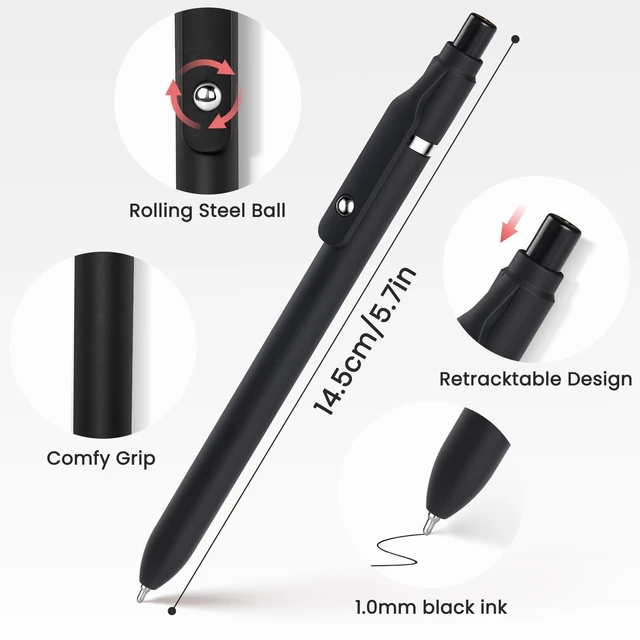 Alt view image 6 of 7 - 60 Pack Pack Ballpoint Pen, Retractable Black Pen for Smooth Writing Quick Dry Ball Point Pens Black, Medium Point 1.0mm Fidge Pens for Journaling, Office Supplies for Nurse Server, Note Taking