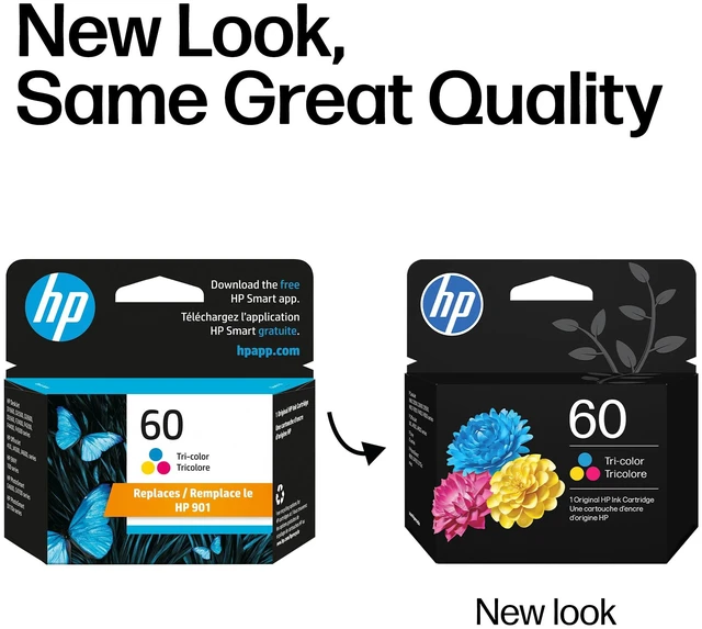 Alt view image 3 of 7 - 60 Tri-Color Ink Cartridge Works with DeskJet D1660, D2500, D2600, D5560, F2400, F4200, F4400, F4580, Envy 100, OfficeJet J4500, J4680, 4500, PhotoSmart C4600, C4700, D110a Series CC643WN