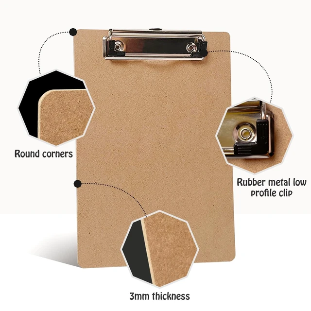 Alt view image 2 of 7 - Mini Clipboards, 32 Pack 6" x 9" Small Clipboards Bulk, Wooden Memo Mini Clip Boards with Low Profile Clip, Hanging Loop for Office Home Classroom Supplies
