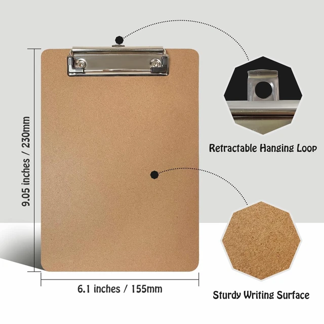 Alt view image 3 of 7 - Mini Clipboards, 32 Pack 6" x 9" Small Clipboards Bulk, Wooden Memo Mini Clip Boards with Low Profile Clip, Hanging Loop for Office Home Classroom Supplies
