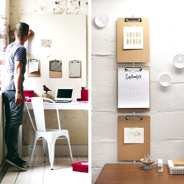 Alt view image 6 of 7 - Mini Clipboards, 32 Pack 6" x 9" Small Clipboards Bulk, Wooden Memo Mini Clip Boards with Low Profile Clip, Hanging Loop for Office Home Classroom Supplies