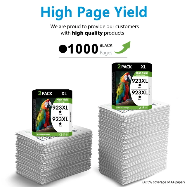 Alt view image 3 of 7 - 923XL Black Ink Cartridges 2 Pack High Yield Replacement for HP 923 923e Compatible with HP OfficeJet Pro 8130e 8135e 8139e 8138e 8122e 8120 8124e 8125e 8130 8132e 8134e Printers