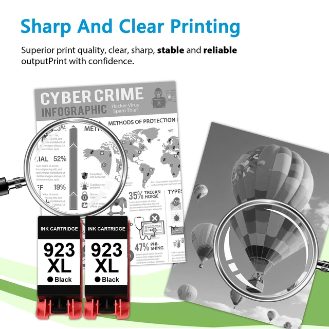 Alt view image 4 of 7 - 923XL Black Ink Cartridges 2 Pack High Yield Replacement for HP 923 923e Compatible with HP OfficeJet Pro 8130e 8135e 8139e 8138e 8122e 8120 8124e 8125e 8130 8132e 8134e Printers
