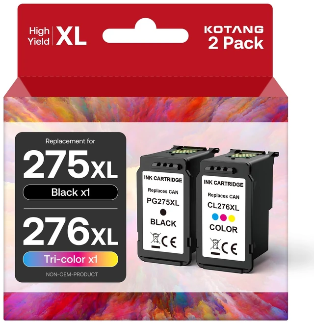 Main image of PG-275XL CL-276XL Ink Replacement for Canon 275 and 276 Ink Cartridges Remanufactured 275 276 XL Ink Work with TS3722 TR4720 TS3700 TR4700 TS3522 TR4722 TS3500 TS3720 TS3700 TS3520 TR4723 Printers