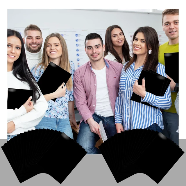 Alt view image 6 of 6 - 50 Pcs 2 Pocket Glossy Paper Folders Glossy Paper Laminated Portfolios, Letter Size, Presentation Folders with Pockets for Office Teacher Worker Supplies(Black Color)