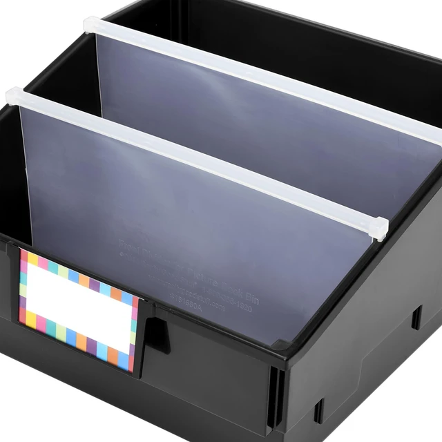 Alt view image 5 of 7 - Black Picture Book Classroom Library Bins, 4 Pack 13.5" x 13.5" x 7.75, Large Plastic Bin Organizers for Book Organization, Documents, Files, Magazines