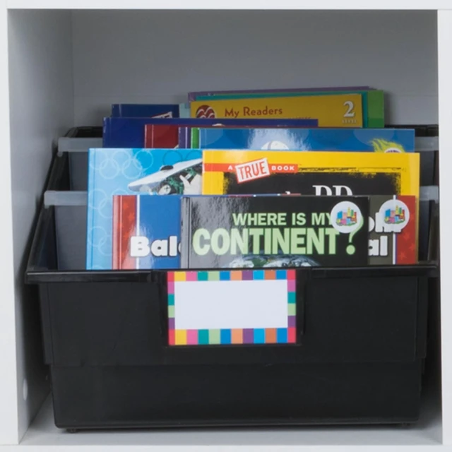 Alt view image 6 of 7 - Black Picture Book Classroom Library Bins, 4 Pack 13.5" x 13.5" x 7.75, Large Plastic Bin Organizers for Book Organization, Documents, Files, Magazines