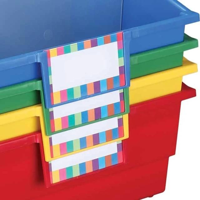 Alt view image 5 of 6 - Picture Book Classroom Library Bins with Dividers 13.5" x 13.5" x 7.75, 4-Pack, Rainbow, Large Plastic Bin Organizers for Book Organization
