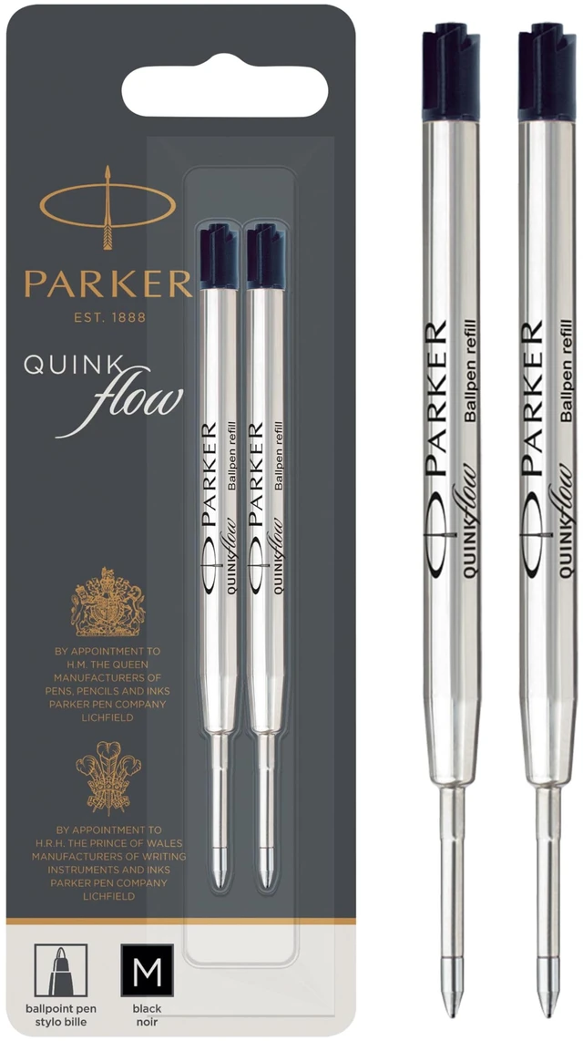 Main image of QUINKflow Ballpoint Pen Ink Refill, Medium Tip, Black, 2 Pack