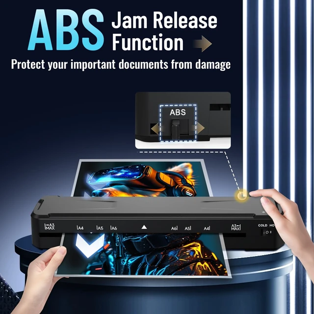 Alt view image 5 of 6 - 13 Inch Laminator Machine with 50 Laminating Sheets, Cold & Thermal Built-in Paper Cutter & Corner Rounder, Fast Warm-Up No Jam A3 Laminator for Home School Office