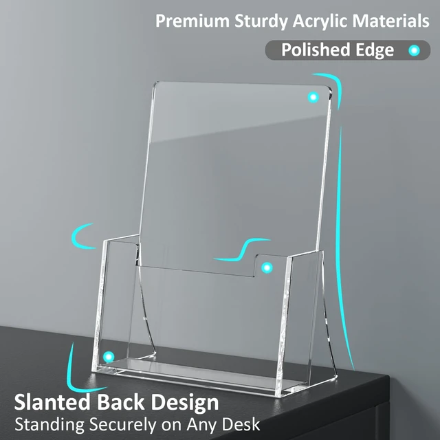 Alt view image 3 of 7 - Acrylic Brochure Holder 8.5 x 5.5 Inch, 6 Pack, Bi-fold Flyer Desk Holder Clear, Brochure Display Stands, for Pamphlets, Magazines, Leaflets, Literatures, Booklets, Countertop Organizer, Office
