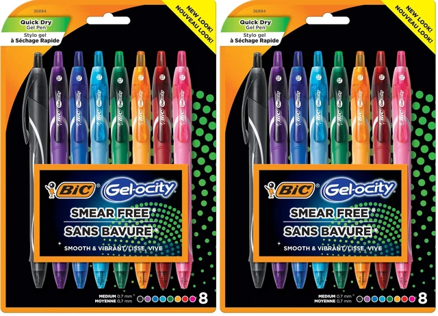 Main image of Gelocity Quick Dry Colored Gel Pens, 0.7mm, Black Ink Pens, Pack of 16