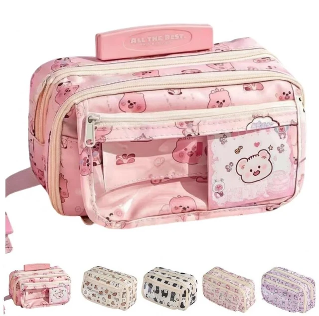 Main image of Cute Kawaii Pencil Case Pouch Cartoon Pen Box Holder Organizer for Office Workspace Supplies Desk Accessories Travel Essentials Aesthetic Trendy Cool Stuff Gift Large Capacity (Fox)