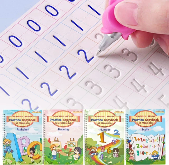 Main image of Large Magic Grooved Writing Practice Book-Reusable Handwriting Practice for Kids 8-10- Pre k workbooks
