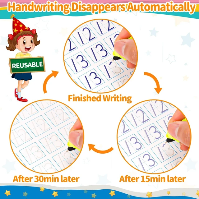 Alt view image 4 of 7 - Large Magic Grooved Writing Practice Book-Reusable Handwriting Practice for Kids 8-10- Pre k workbooks