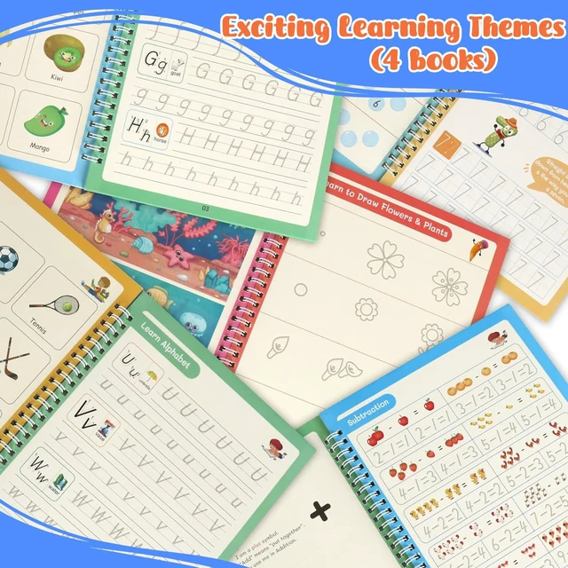 Alt view image 5 of 7 - Large Magic Grooved Writing Practice Book-Reusable Handwriting Practice for Kids 8-10- Pre k workbooks