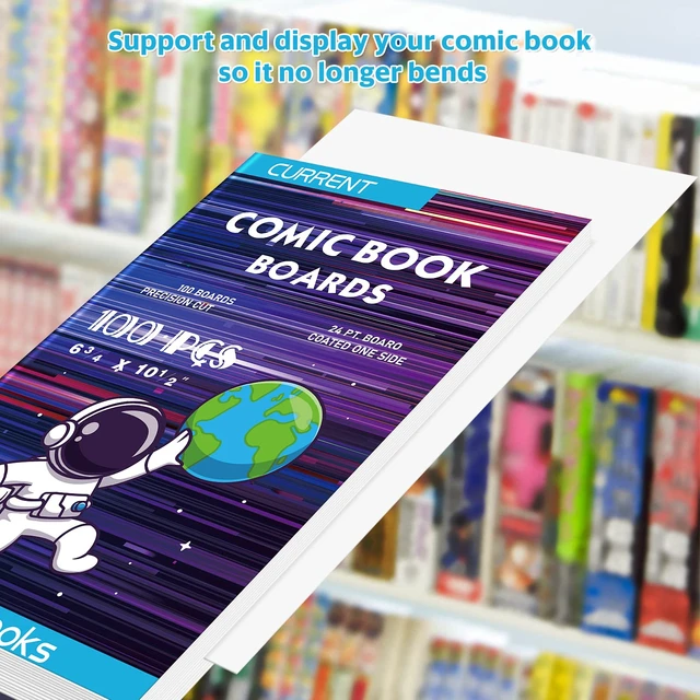 Alt view image 3 of 7 - 100 Comic Book Boards, Current Size Comic Book Boards, Acid-Free Backing Board,Thick and Durable Books Board for Regular Comics Archival (White)