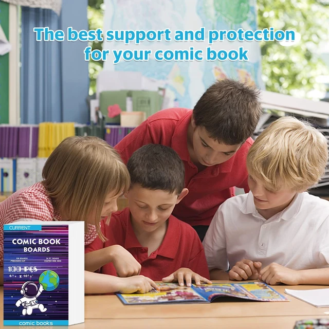 Alt view image 7 of 7 - 100 Comic Book Boards, Current Size Comic Book Boards, Acid-Free Backing Board,Thick and Durable Books Board for Regular Comics Archival (White)