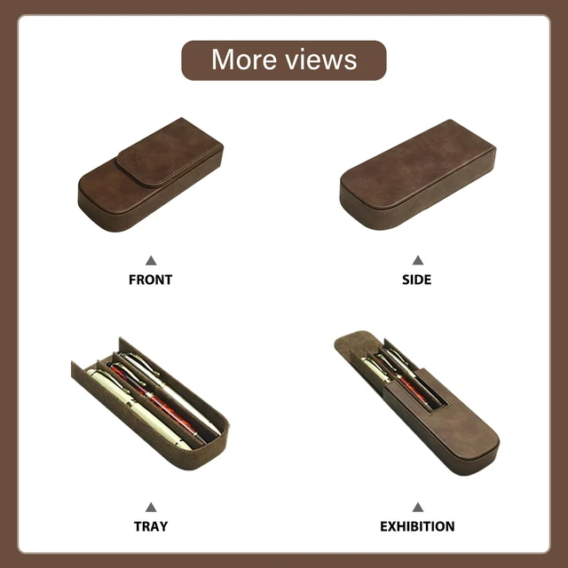 Alt view image 5 of 7 - PU Leather Fountain Pen Case, Pen Storage Tray Organizer(gray) Large Capacity Pen Storage for Fountain Pen Collection Fountain Pen Holder for Adults, Home Office or Business Use