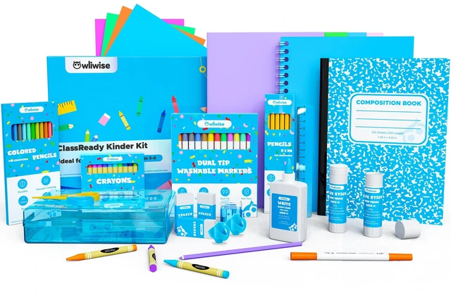 Main image of Kinder School Supplies Kit for Kids, 78 Piece Back to School Set Back to school supplies bundle for kindergarten, elementary, Pre-K, girls and boys, complete set with organized supply box