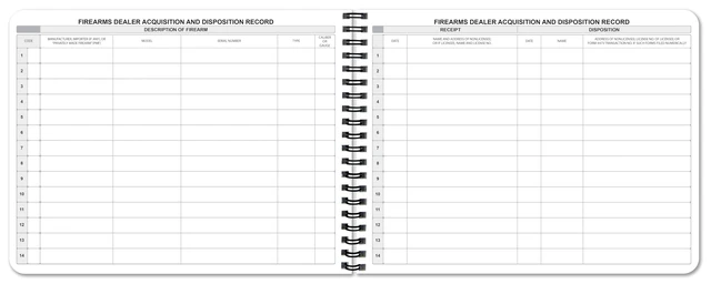Alt view image 6 of 7 - Extra Large FFL A&D Gun Log Book, Wire-O, 2,100 Entries ATF Record Book, 2 Page Spread, 14'' x 8.5'' - Made in USA