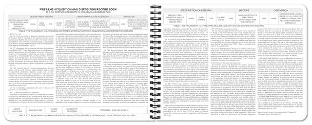 Alt view image 3 of 7 - Extra Large FFL A&D Gun Log Book, Wire-O, 2,100 Entries ATF Record Book, 2 Page Spread, 14'' x 8.5'' - Made in USA