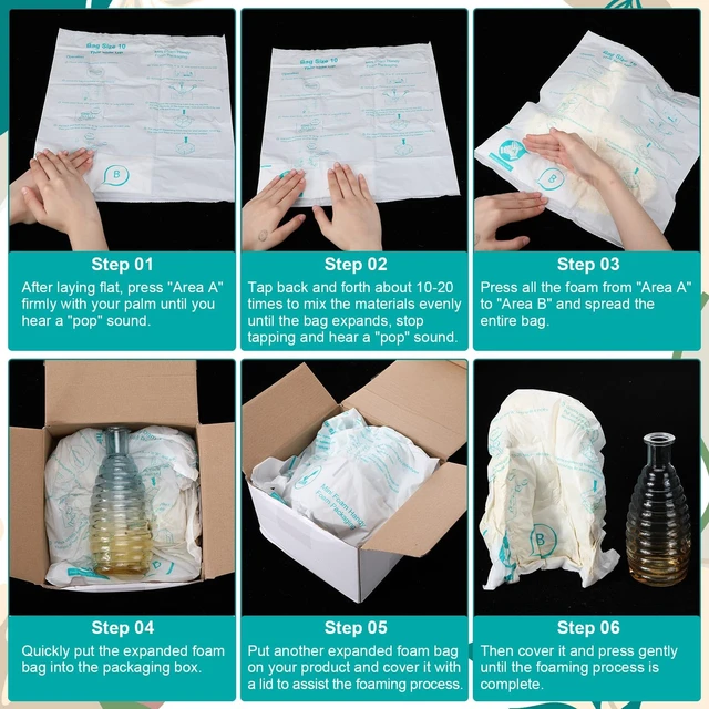 Alt view image 4 of 7 - 50 Pack 16'' x 14'' Expanding Packing Foam for Electronics, Fragile and Irregular Items, Instant Pack Foam Bag for Shipping, Rapid Expansion, Easy to Use