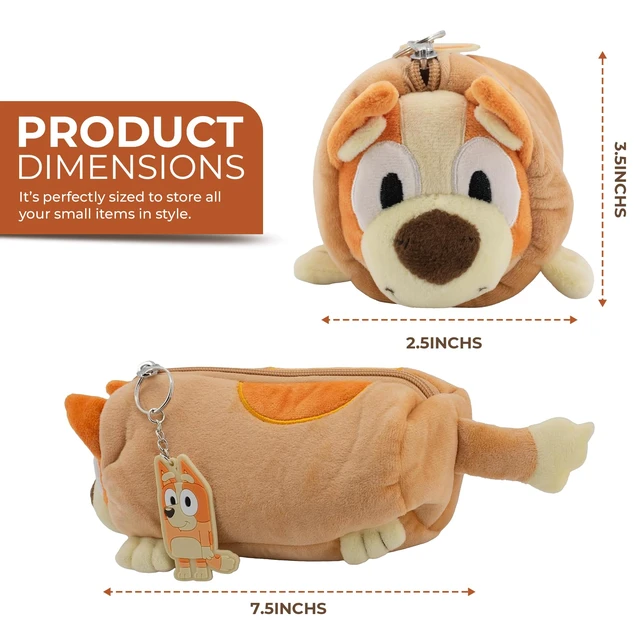 Alt view image 4 of 6 - Bingo Soft Plush Multi-Function Storage Case, Bluey Plush Bag Charm with 3D Features, Orange