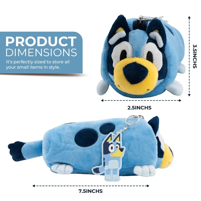 Alt view image 4 of 6 - Bluey Soft Plush Multi-Function Storage Case, Kids Plush Bag Charm with 3D Features, Blue