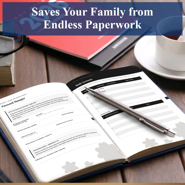 Alt view image 4 of 7 - End of Life Planner & Journal, 83 Guided Pages Across 9 Sections, Passwords, Accounts, Final Wishes & Digital Access All in One Place, Premium A4 Cover, Gift for Parents & Grandparents