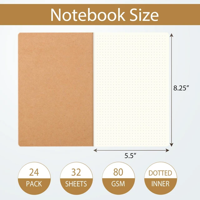 Alt view image 2 of 6 - 72 Pack A5 Dot Grid Paper Notebooks, 8.25x5.5 Inch Dotted Journal