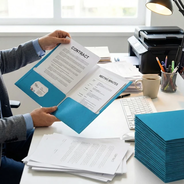 Alt view image 6 of 7 - File folders with Pockets,Light Blue Two folders for documents,50 Pack Paper Folders with Card Slot,Letter Size,School Students,Business,Home and Office Workers