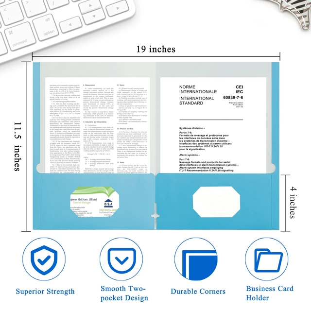 Alt view image 2 of 7 - File folders with Pockets,Light Blue Two folders for documents,50 Pack Paper Folders with Card Slot,Letter Size,School Students,Business,Home and Office Workers