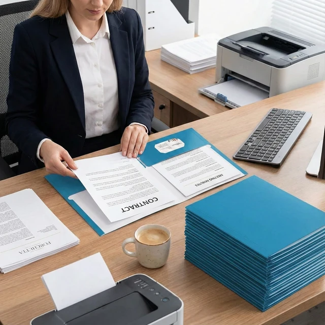 Alt view image 7 of 7 - File folders with Pockets,Light Blue Two folders for documents,50 Pack Paper Folders with Card Slot,Letter Size,School Students,Business,Home and Office Workers