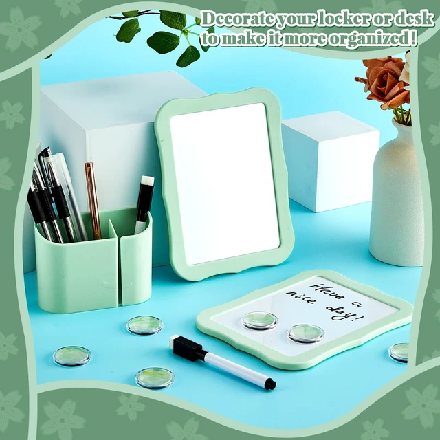 Alt view image 4 of 7 - 11 Pcs School Lockers Magnetic Decor Green Locker Accessories Kit with Magnetic Mirror Whiteboard Pen Holder Buckles Lockers Organizer Decorations Locker Essentials for Back to School Supplies