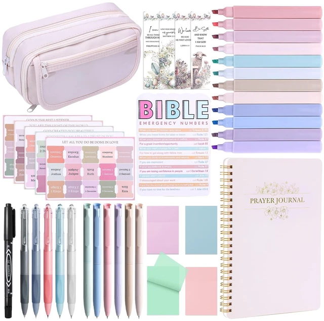 Main image of 40 Bible Study Kit, Journaling Supplies for Women with Case, Beige Bible Journaling Supplies with Bible Tabs Pencil Case and More, Helps Highlight Verses, Notes and Prayers with Writing Pens