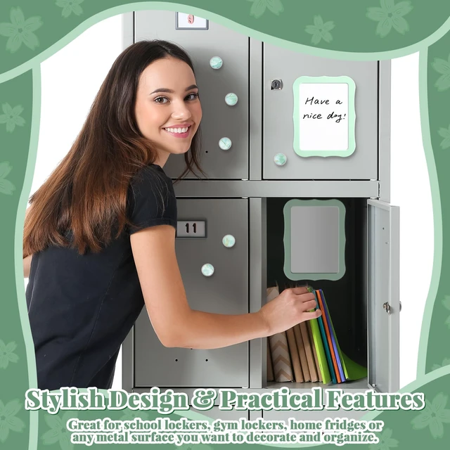 Alt view image 7 of 7 - 11 Pcs School Lockers Magnetic Decor Green Locker Accessories Kit with Magnetic Mirror Whiteboard Pen Holder Buckles Lockers Organizer Decorations Locker Essentials for Back to School Supplies